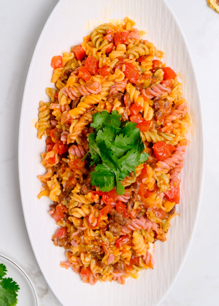 Spaghetti with beef and toamtoes