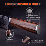 FUJUNI Damastmesser Profi Kochmesser Mit Extrem Scharf 20 cm Klinge Aus 67 Lagen VG10 Damaststahl Küchenmesser, Holzgriff, Geschenkbox